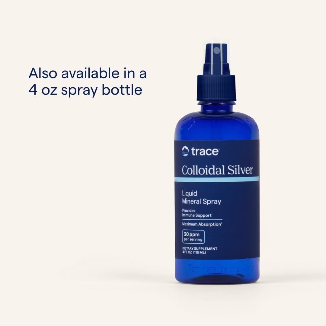 Trace Minerals Colloidal Silver Liquid – 30 PPM Safe Dose, 4 oz Bottle, Vegan, 99.99% Pure