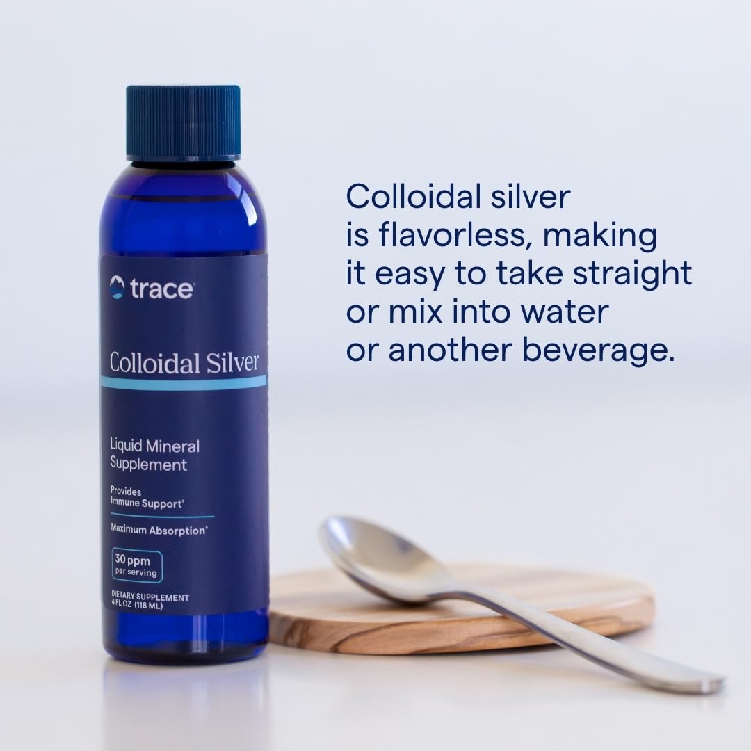 Trace Minerals Colloidal Silver Liquid – 30 PPM Safe Dose, 4 oz Bottle, Vegan, 99.99% Pure