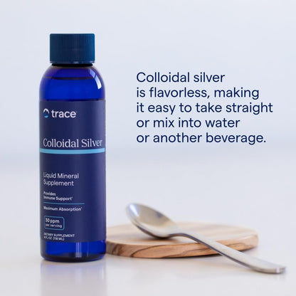 Trace Minerals Colloidal Silver Liquid – 30 PPM Safe Dose, 4 oz Bottle, Vegan, 99.99% Pure