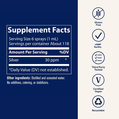 Trace Minerals Colloidal Silver Spray - Immune, Skeletal and Sleep Health Support (4 fl oz)