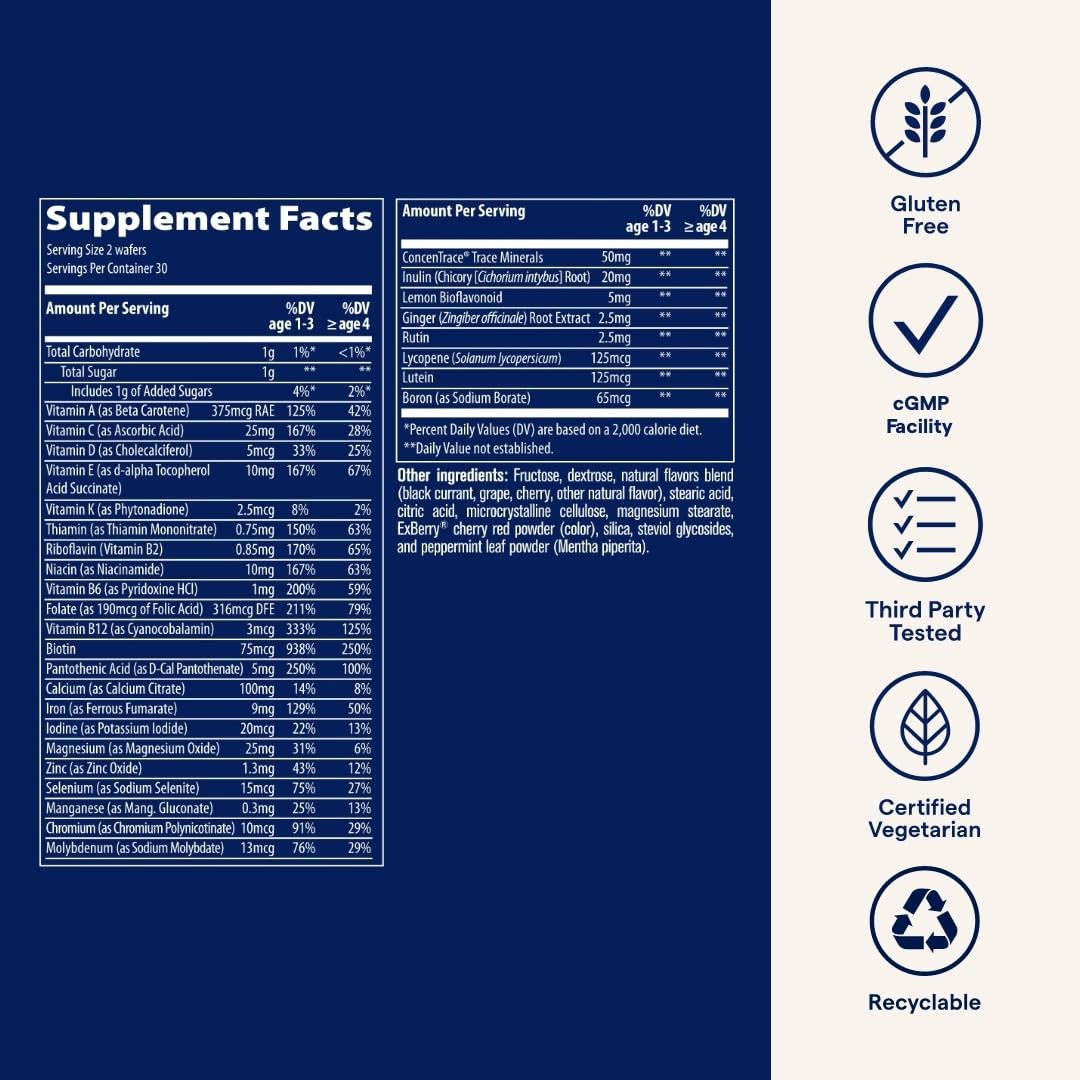 Trace Minerals Complete Kids Chewable Multivitamin - Gluten-Free, 60 Wafers