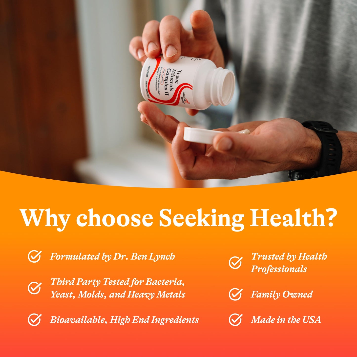 Seeking Health Trace Minerals Complex II: Immune & Brain Health, Zinc & Selenium, Iron- & Copper-Free (30 Capsules)