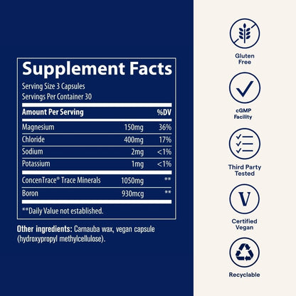 Trace Minerals ConcenTrace Trace Mineral Capsules – 90 Count (30 Servings) – Gluten-Free & Vegan