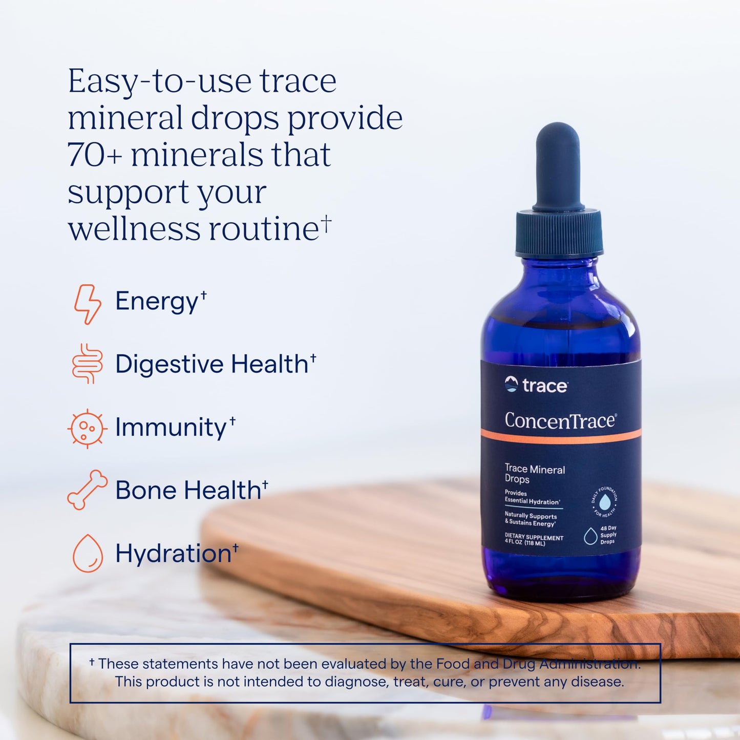 Trace Minerals ConcenTrace Trace Mineral Drops | Supports Energy, Digestion, Bone Health & Hydration, 70+ Ionic Trace Minerals w/Magnesium, Chloride & Potassium | Keto, Vegan & Non-GMO | 48 Servings