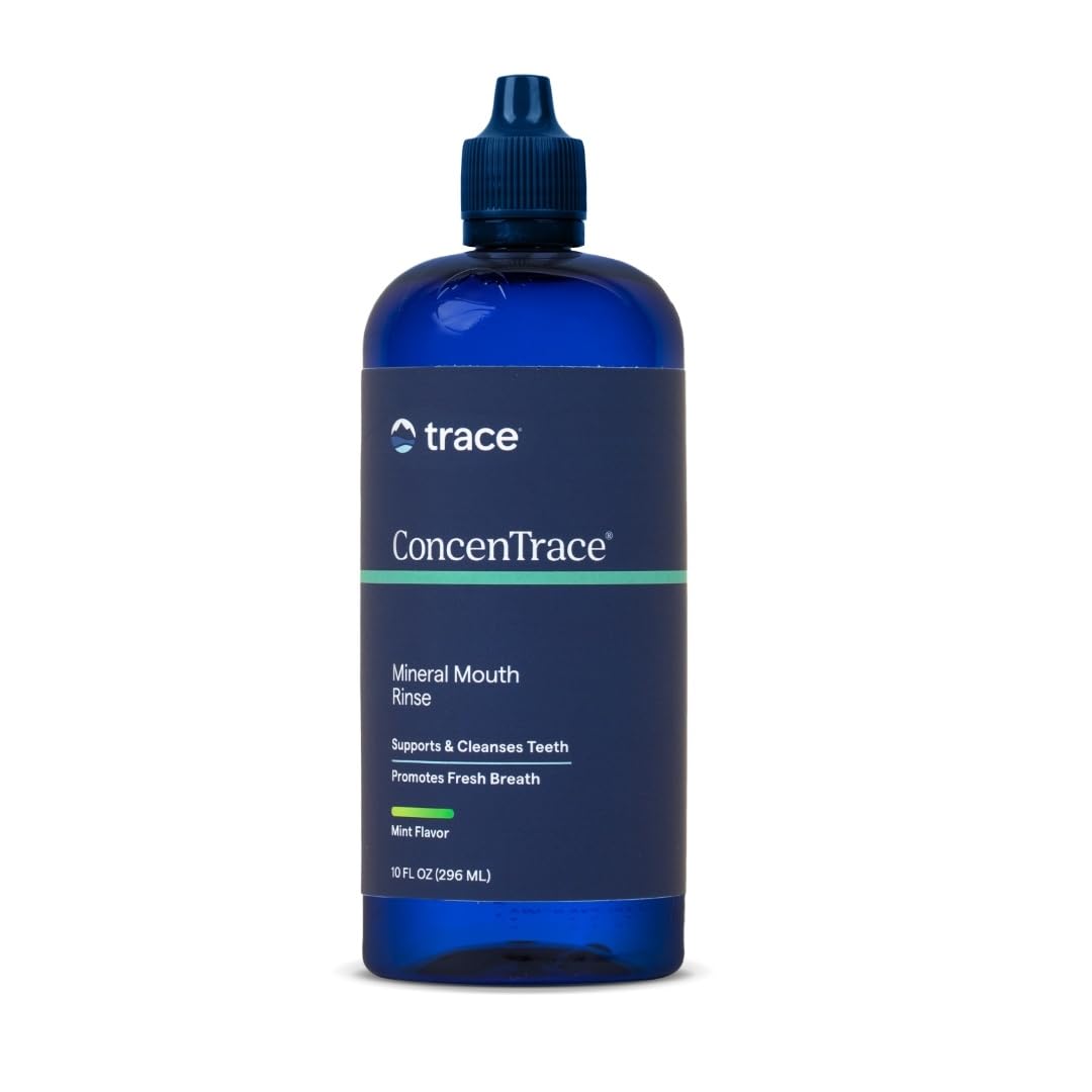 Trace Minerals ConcenTrace Mouth Rinse – Alcohol-Free Mint Mouthwash for Gum Health | Peppermint Essential Oil | Gluten-Free & Vegan | 10 fl oz