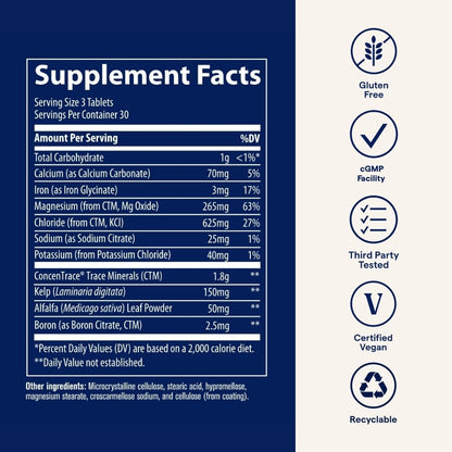 Trace Minerals ConcenTrace Tablets - Daily Mineral Supplement for Energy, Bone Support & Immune Health | 90 Count