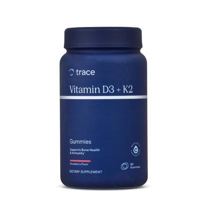 Trace Minerals D3 + K2 Gummies – Vegan, Gluten-Free, Strawberry, 60 Servings
