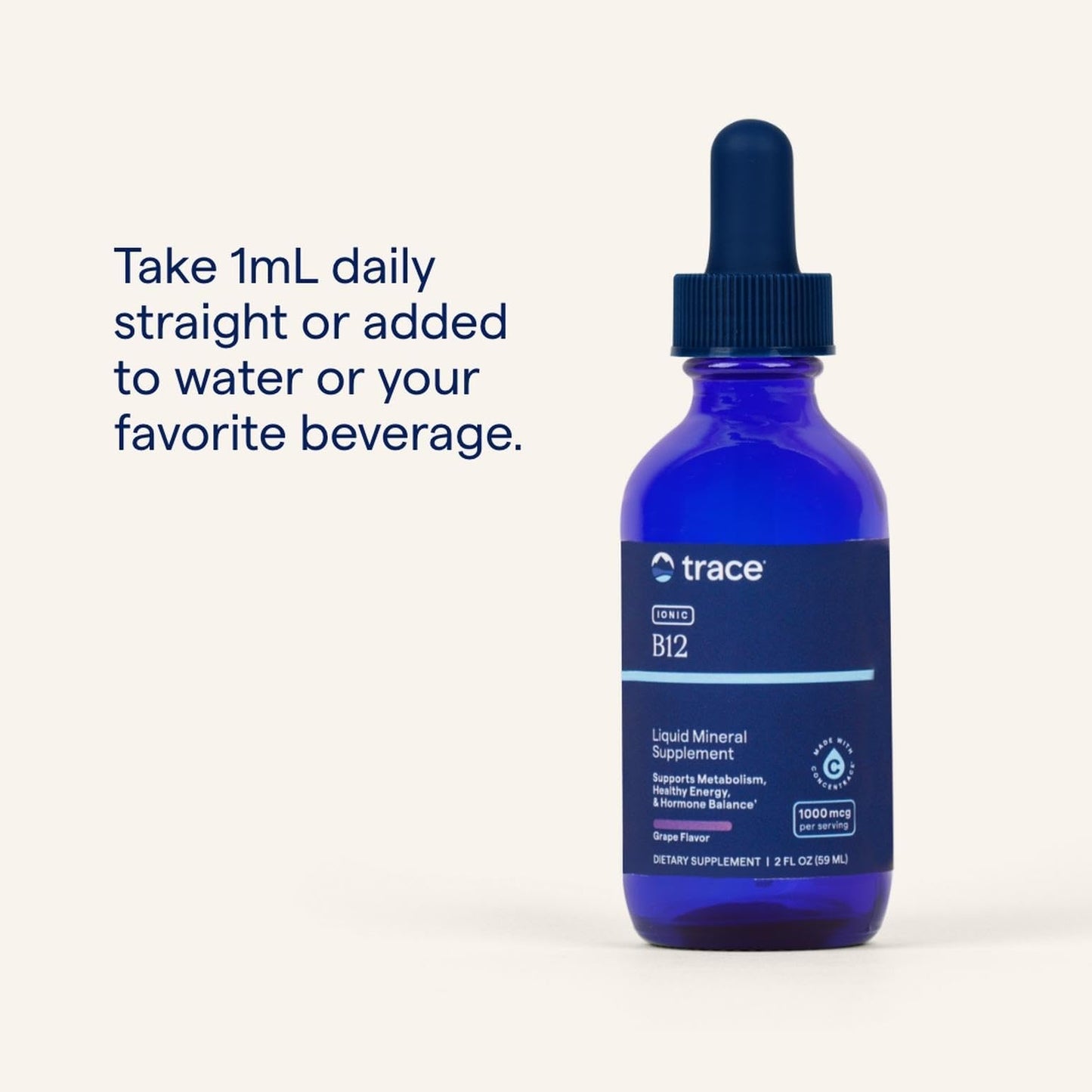 Trace Minerals Ionic B12 – Liquid Vitamin for Nerve & Hormone Health | 2 fl oz