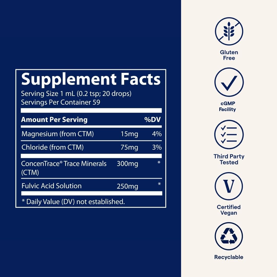 Trace Minerals Ionic Fulvic Acid 250mg – 2oz, 59 Servings