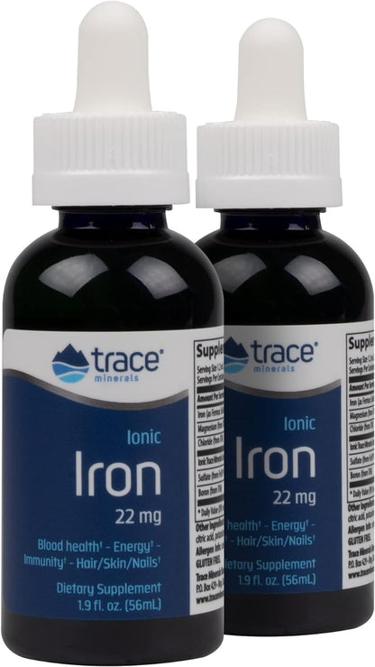 Trace Minerals Ionic Iron 22mg – Energy Support Liquid Supplement with Magnesium (2 Pack, 92 Servings, Gluten-Free)