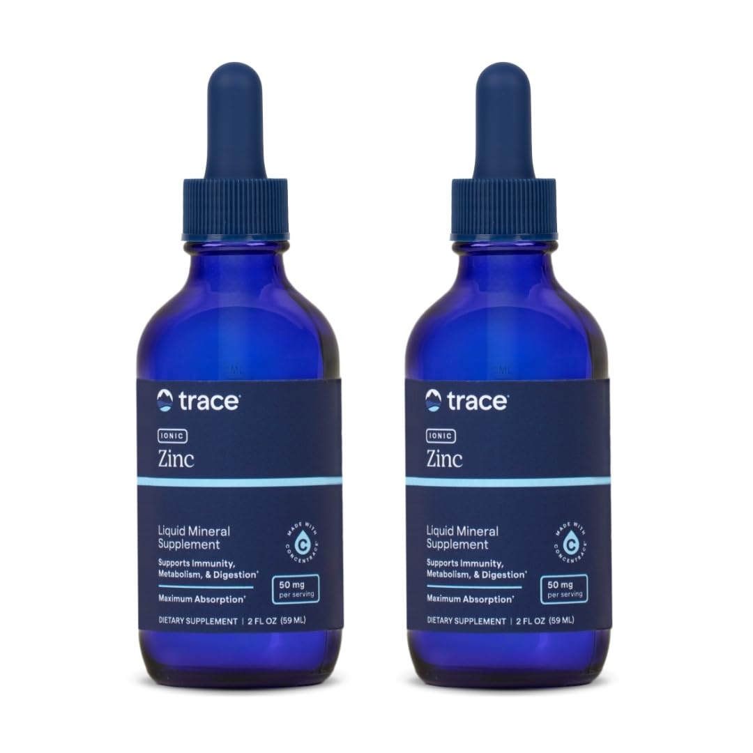 Trace Minerals Ionic Zinc Drops – Immune Support, Digestion & Skin Health | 2 oz, 2-Pack (96 Servings)