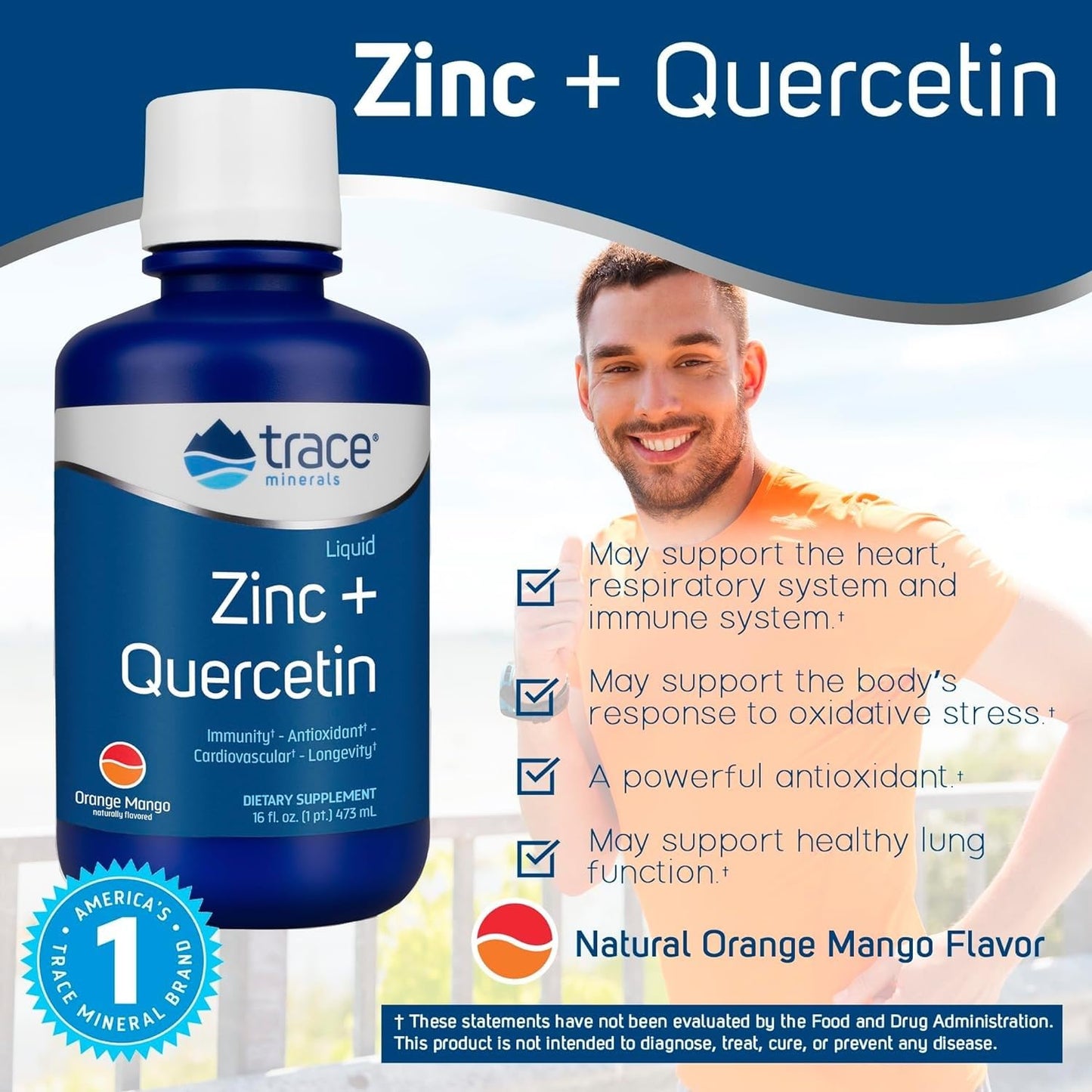 Trace Minerals Liquid Zinc Plus Quercetin - Immune & Digestive Health
