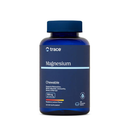 Trace Minerals Magnesium Chewable 336mg - Bone & Heart Health Support - Raspberry Lemon, 120 Wafers (30 Servings)