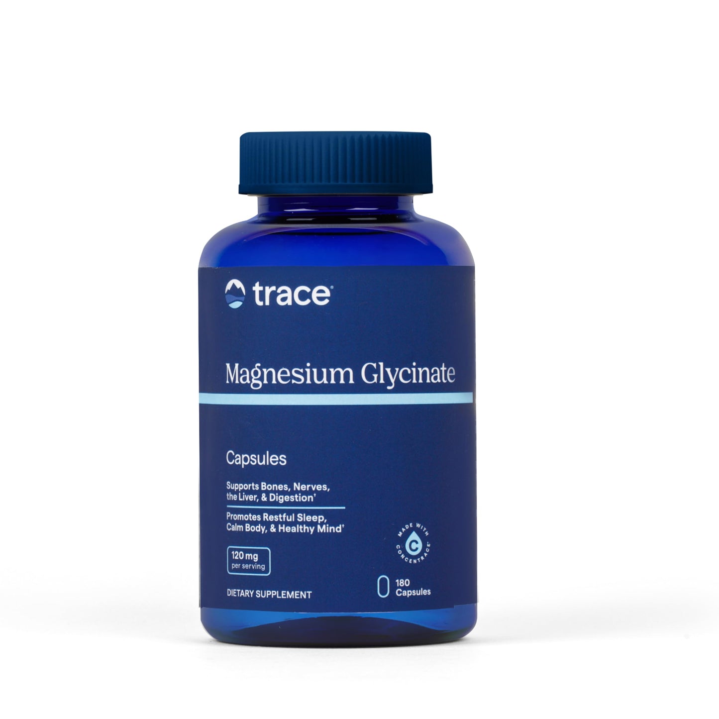 Trace Minerals Magnesium Glycinate 120mg | Bone & Nerve Health, Sleep Support – 180 Capsules