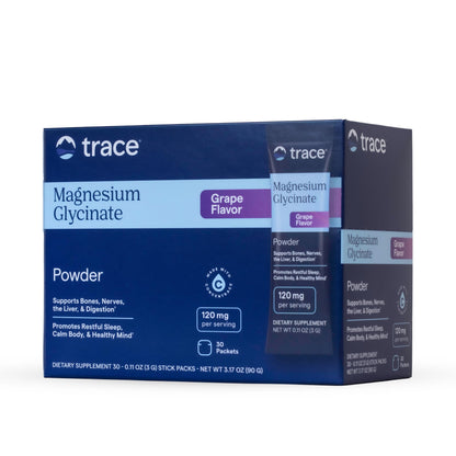 Trace Minerals Magnesium Glycinate – Bedtime Sleep Support (120 mg) – Grape, 30 Servings