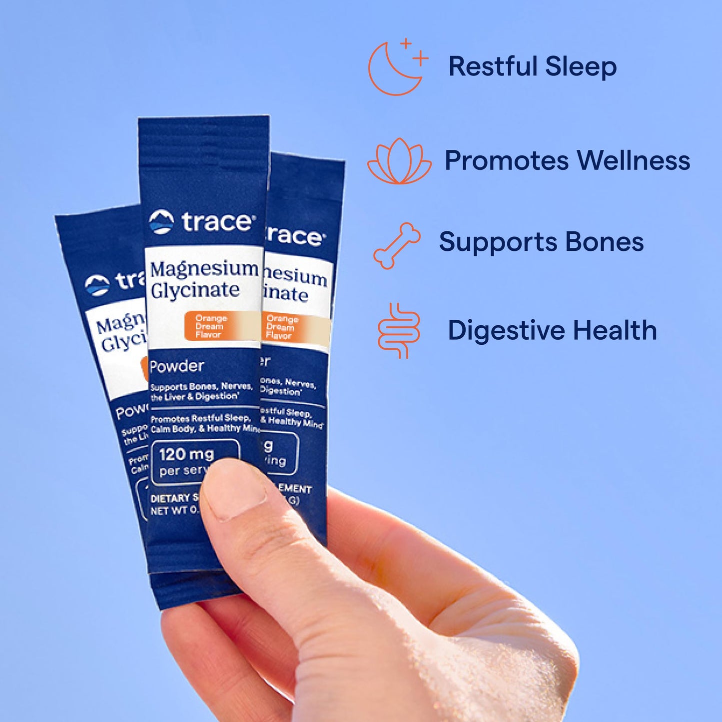 Trace Minerals Magnesium Glycinate – Bedtime Sleep Support Powder (Orange Dream) – Travel-Friendly Stick Packs, 30 Servings