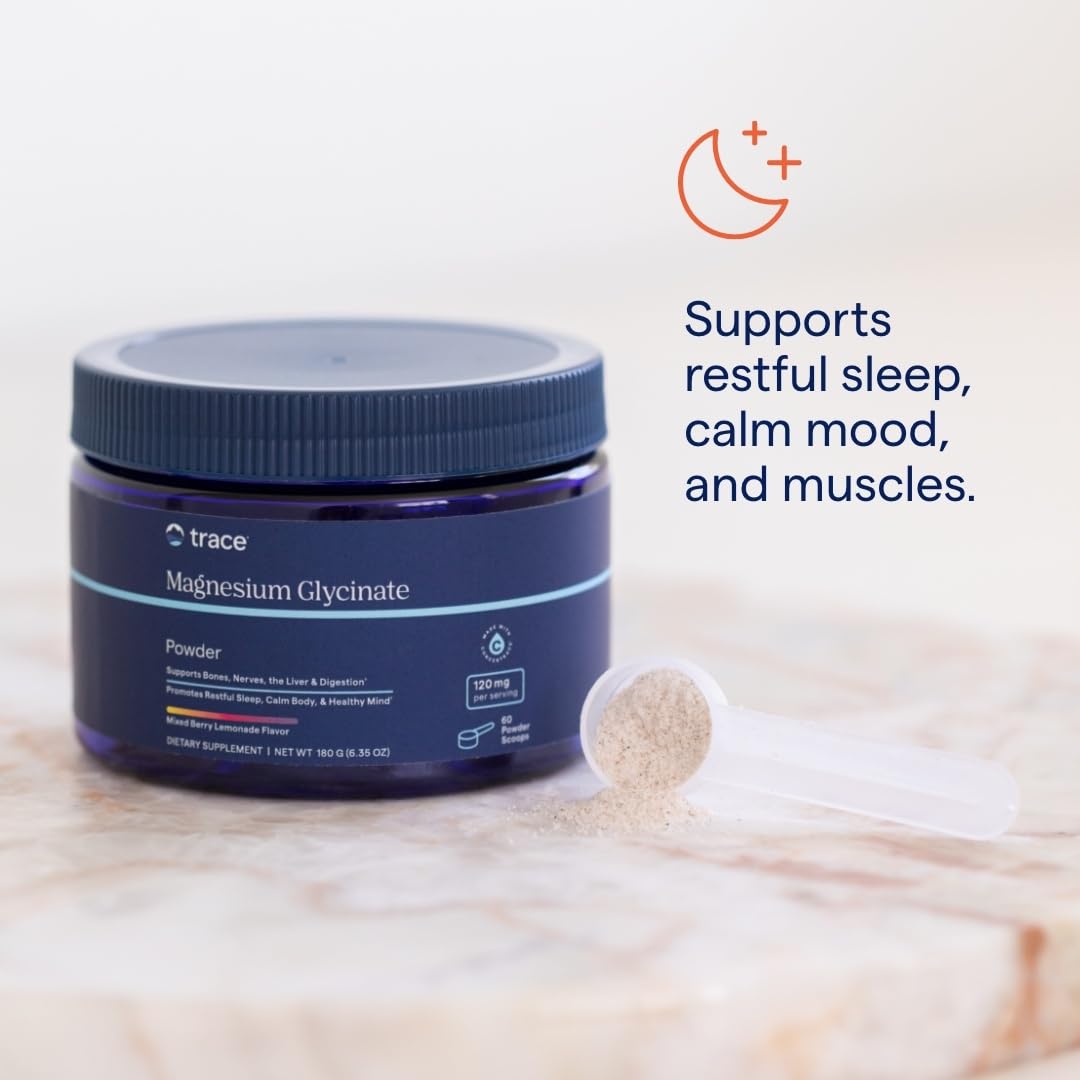 Trace Minerals Magnesium Glycinate Powder – Sleep Support (180g, 60 Servings)