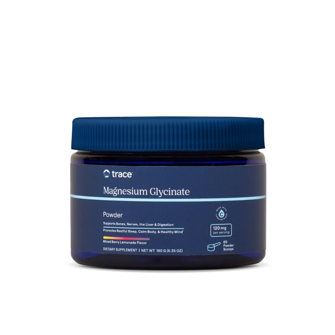 Trace Minerals Magnesium Glycinate Powder – Sleep Support (180g, 60 Servings)