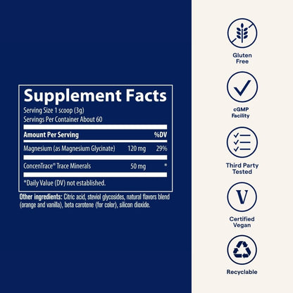 Trace Minerals Magnesium Glycinate Powder – Sleep Support, Orange Dream, 180g