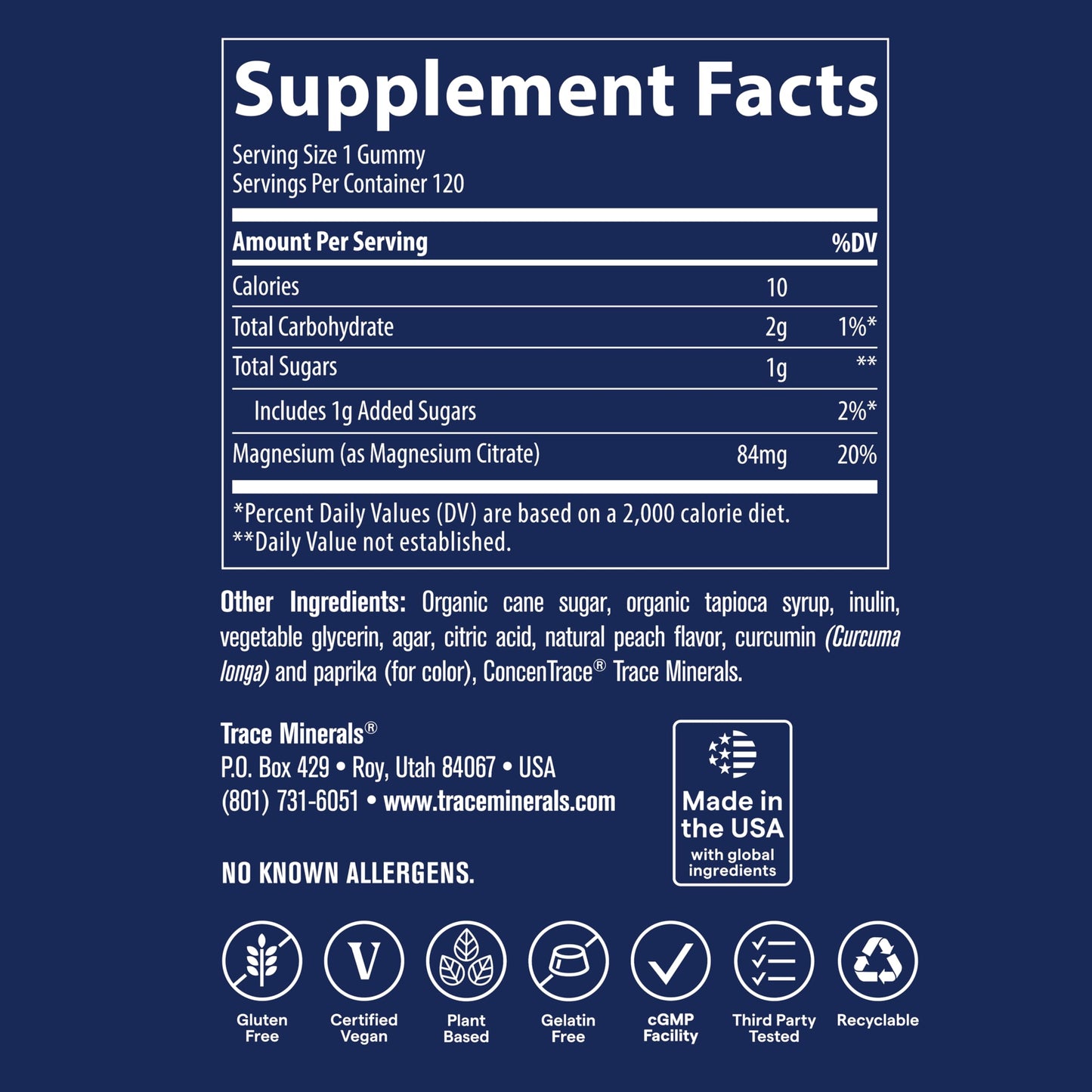 Trace Minerals Magnesium Gummies – Tangerine (120 Count) Calming Magnesium Chewables for Kids & Adults