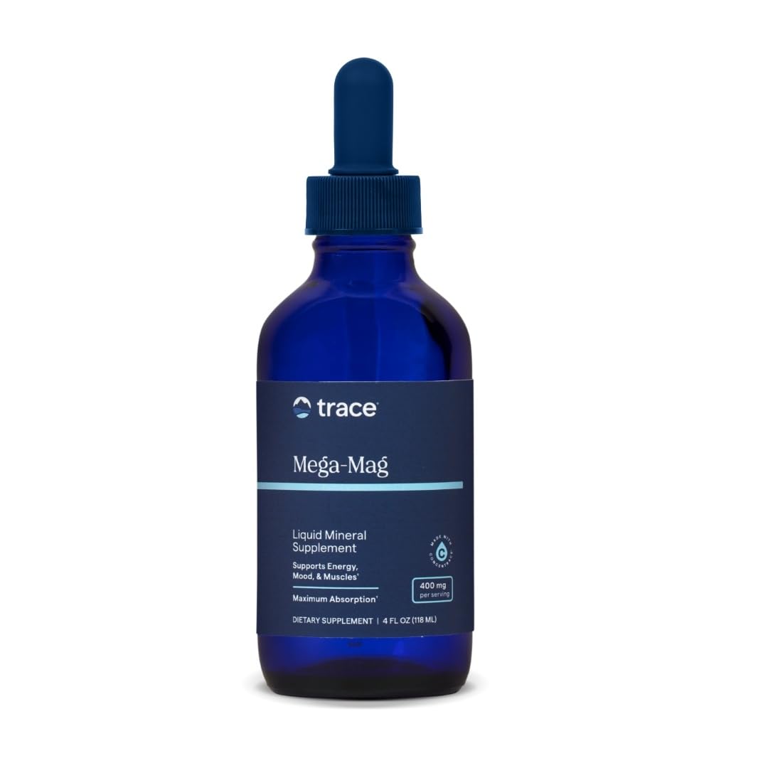 Trace Minerals Mega-Mag Liquid Magnesium Drops – Vitality & Energy (4 oz) | Vegan, Non-GMO, Gluten-Free