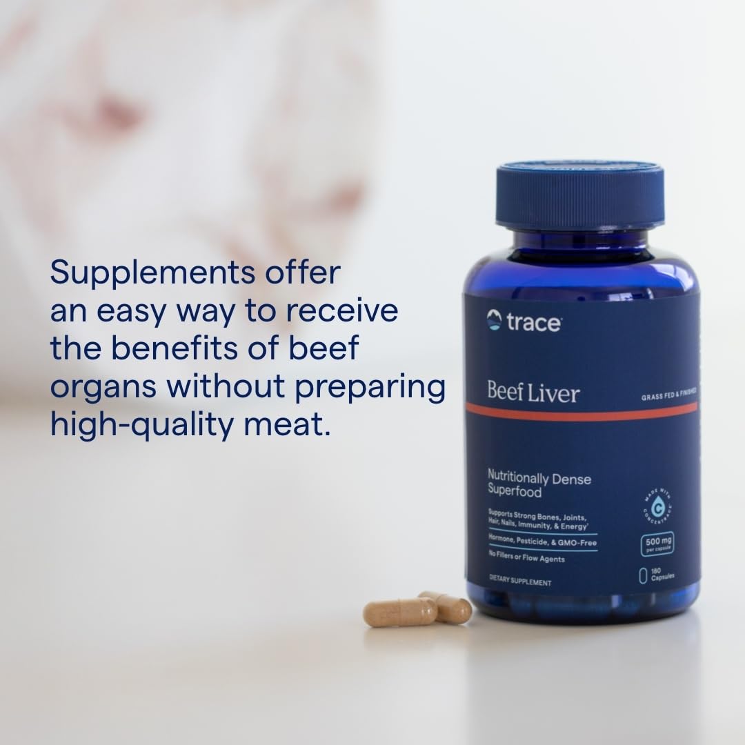 Trace Minerals Beef Liver 500mg – Bone Health & Energy Support | 180 Capsules