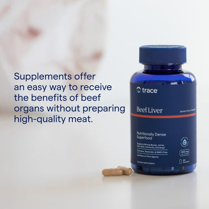 Trace Minerals Beef Liver 500mg – Bone Health & Energy Support | 180 Capsules