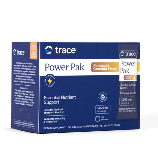 Trace Minerals Power Pak – Pineapple Coconut, 1200 mg Vitamin C + 70+ Minerals (30 Packets) BritishVita | Premium UK Vitamins & Wellness Supplements