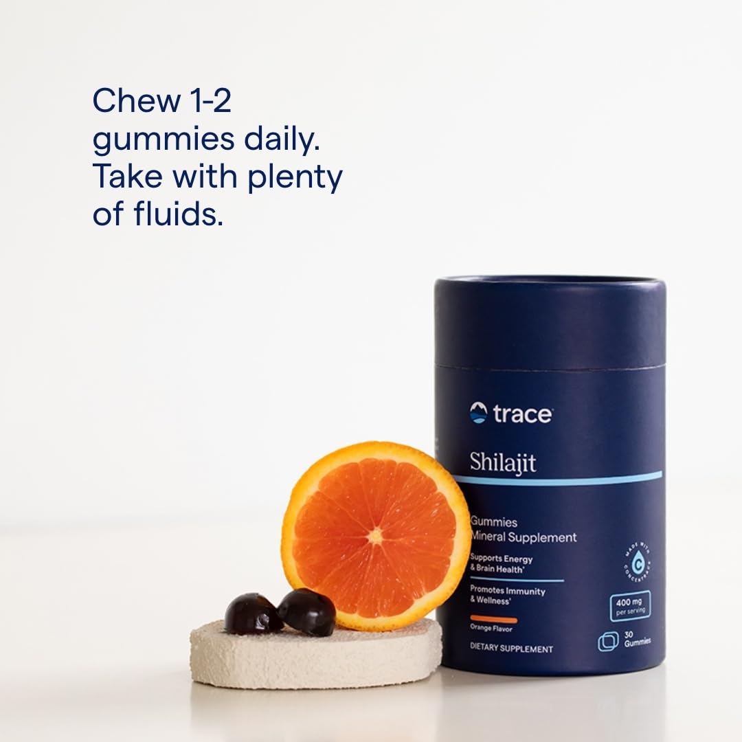 Trace Minerals Shilajit Gummies - Orange Chewable Immunity, Energy & Brain Health | 30 Count