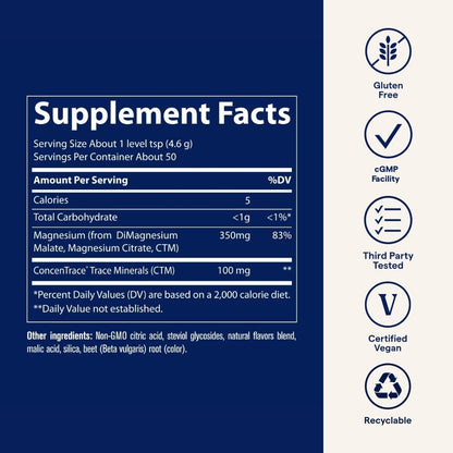 Trace Minerals Stress-X Magnesium Powder Raspberry Lemon (8.5 oz) – Stress Relief & Sleep Support