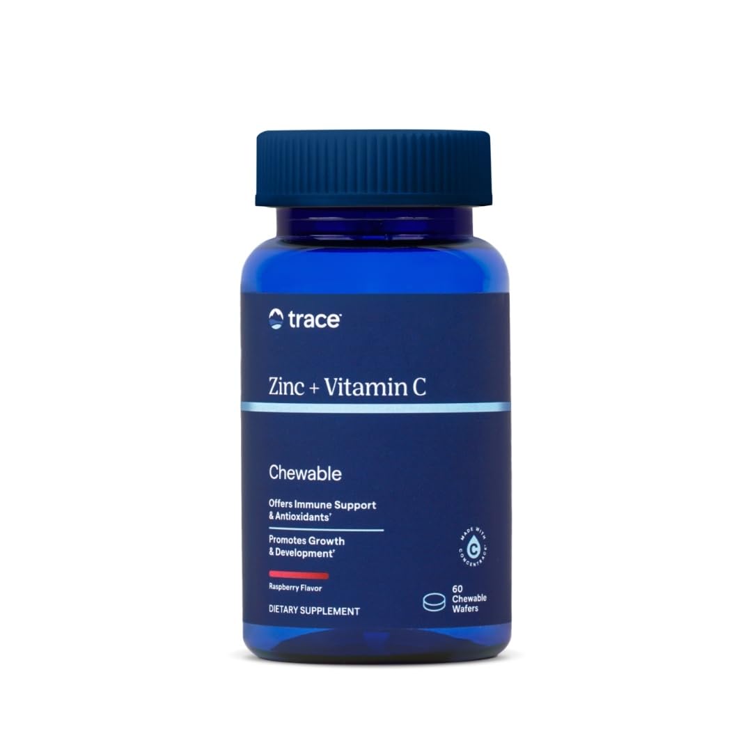 Trace Minerals Zinc + Vitamin C Chewable Wafers — Immune Support & Antioxidant (60 Servings)