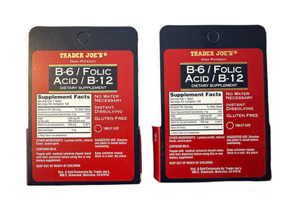 Trader Joe's B-6, Folic Acid & B-12 Supplement – 200 Tablets (2-Pack)