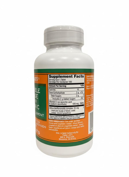Trader Joe's Chewable Orange Flavored Vitamin C – 100 Tablets