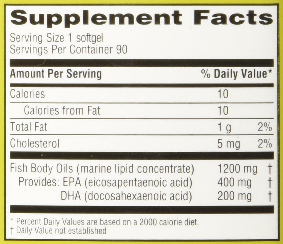 Trader Joe's Molecularly Distilled Omega-3 Fatty Acids Dietary Supplement – 1200mg Fish Oil, EPA & DHA