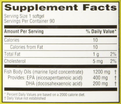 Trader Joe's Molecularly Distilled Omega-3 Fatty Acids Dietary Supplement – 1200mg Fish Oil, EPA & DHA