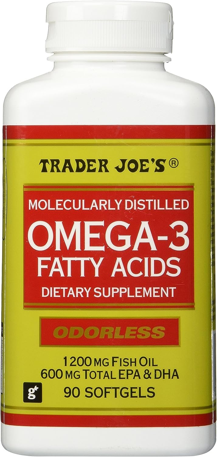 Trader Joe's Molecularly Distilled Omega-3 Fatty Acids Dietary Supplement – 1200mg Fish Oil, EPA & DHA