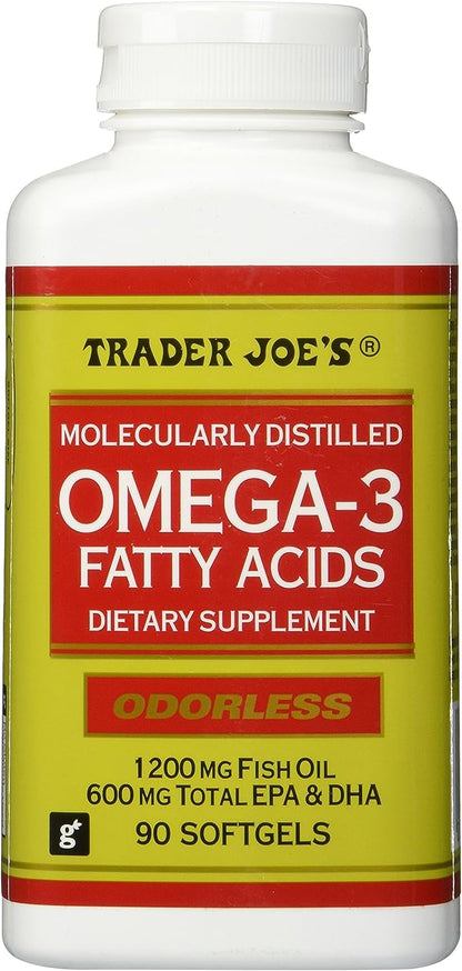 Trader Joe's Molecularly Distilled Omega-3 Fatty Acids Dietary Supplement – 1200mg Fish Oil, EPA & DHA