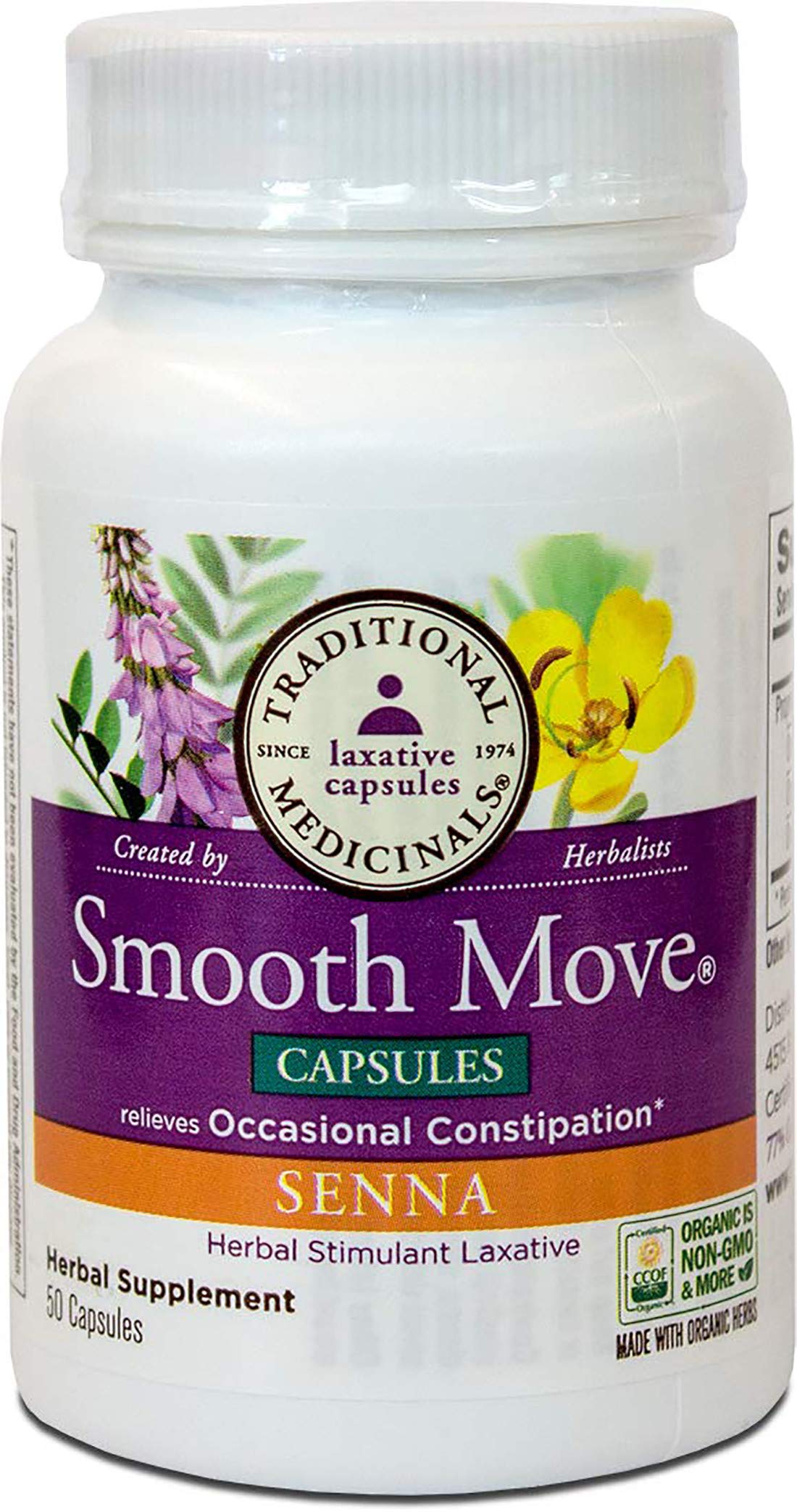 Traditional Medicinals - Smooth Move Senna, 50 Capsules | Organic & Pharmacopoeia Quality