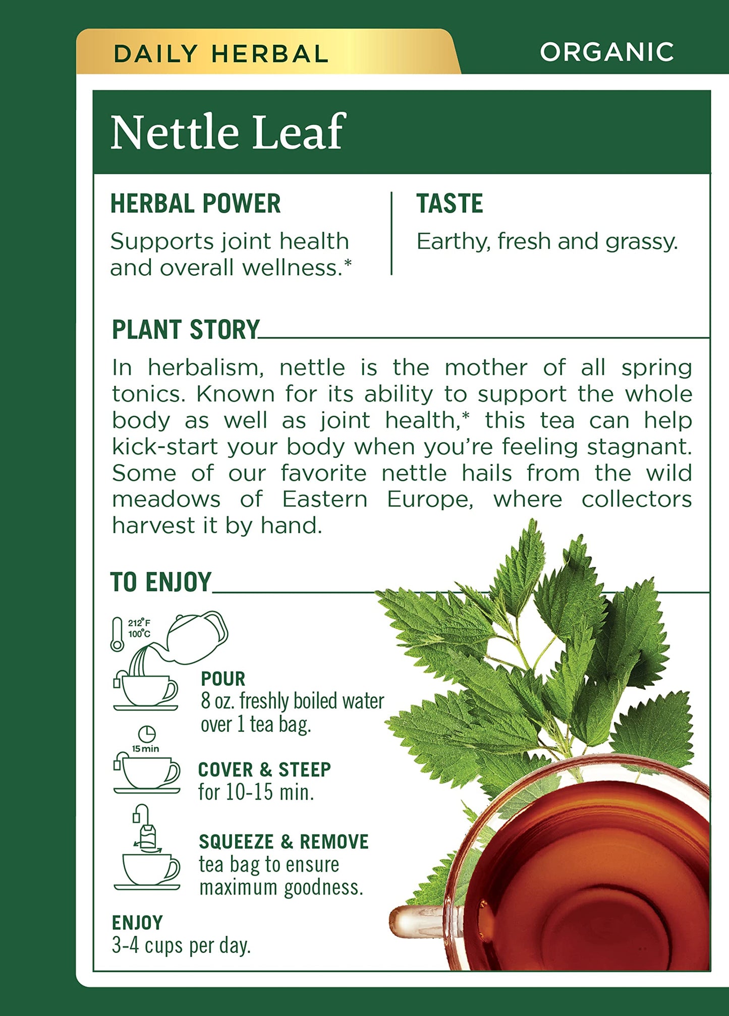 Traditional Medicinals Organic Nettle Leaf Tea - 32 Bags, 2-Pack | Joint Health & Wellness