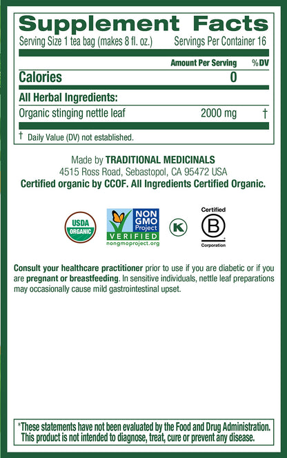 Traditional Medicinals Organic Nettle Leaf Tea - 32 Bags, 2-Pack | Joint Health & Wellness