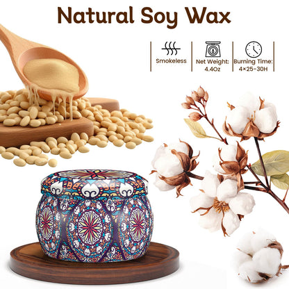 TranquilBliss Scented Candle Set | 4 Pack Soy Wax Candles, 120H Burn Time