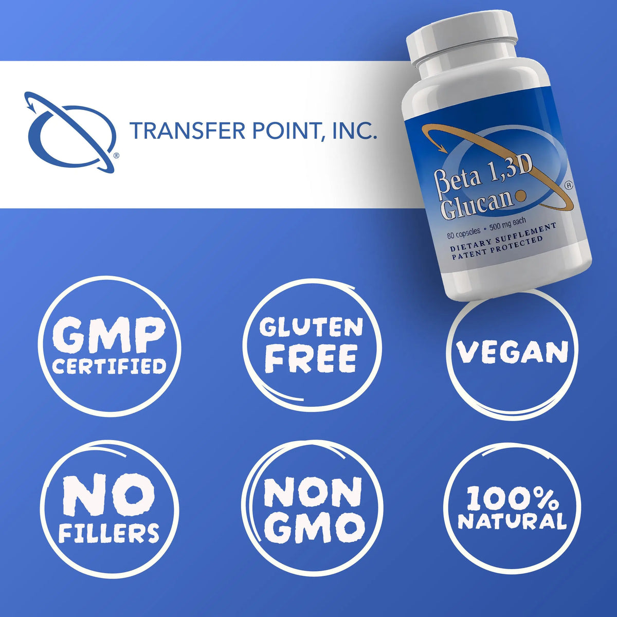 Transfer Point Immune Support Supplement — Highly Purified Beta Glucan 500 mg Capsule (Non-GMO, Vegan) BritishVita | Premium UK Vitamins & Wellness Supplements