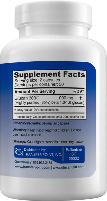 Transfer Point Immune Support Supplement — Highly Purified Beta Glucan 500 mg Capsule (Non-GMO, Vegan) BritishVita | Premium UK Vitamins & Wellness Supplements