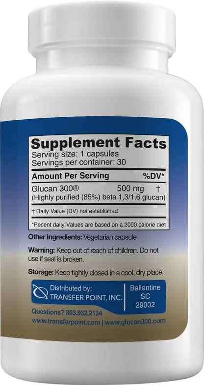 Transfer Point Immune Support Supplement – Highly Purified Beta Glucan 500 mg Capsule (Pack of 1) BritishVita | Premium UK Vitamins & Wellness Supplements