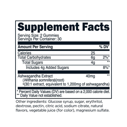 TransformHQ Ashwagandha Gummies 1,200mg – 60 Gummies (30 Servings) | Mixed Berry, Gluten Free, Non-GMO