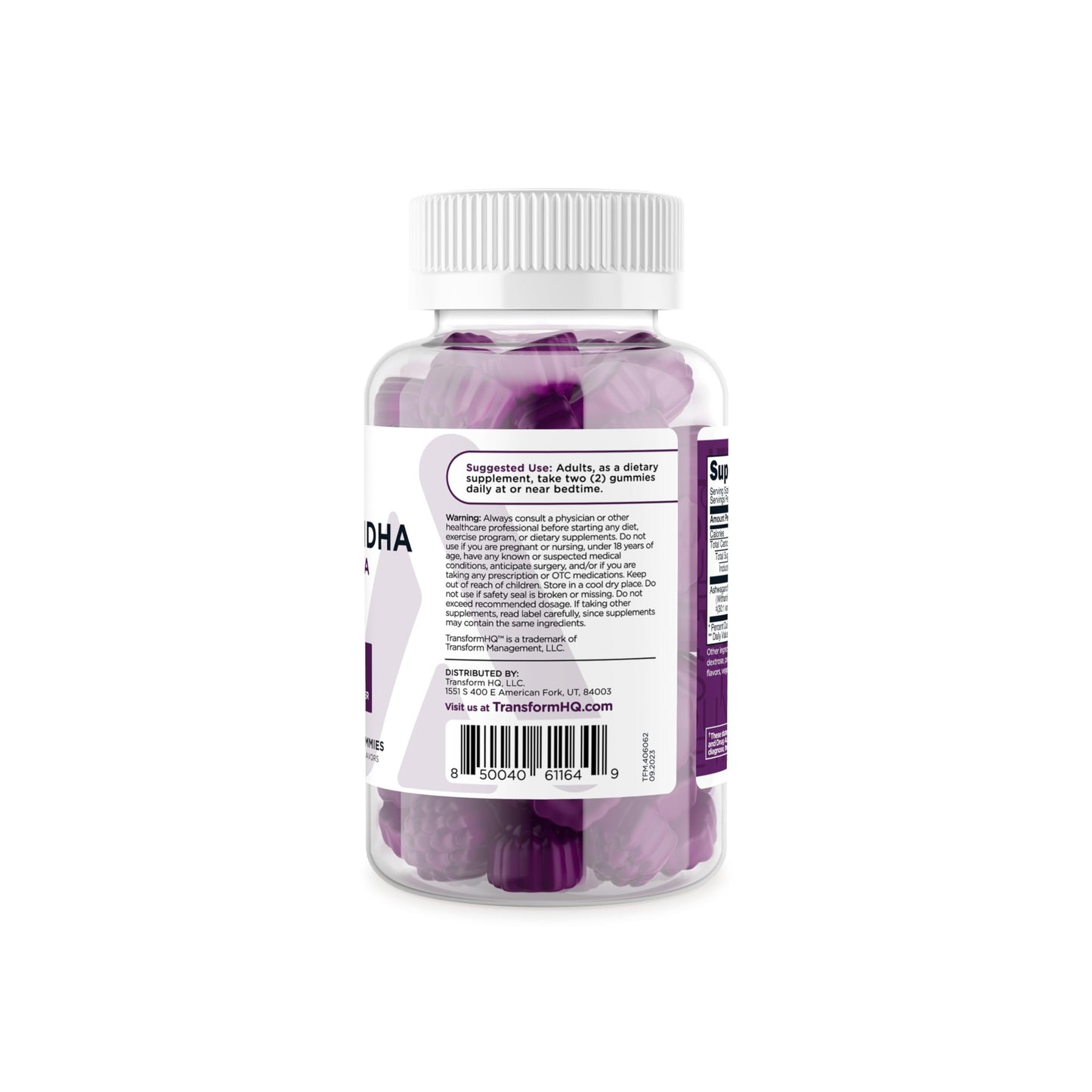TransformHQ Ashwagandha Gummies 1,200mg – 60 Gummies (30 Servings) | Mixed Berry, Gluten Free, Non-GMO