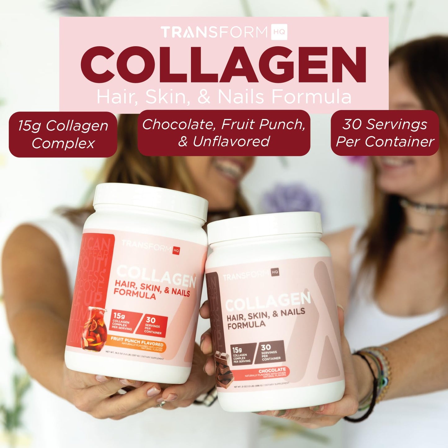 TransformHQ Beauty Collagen – Fruit Punch (30 Servings) for Hair, Skin & Nails