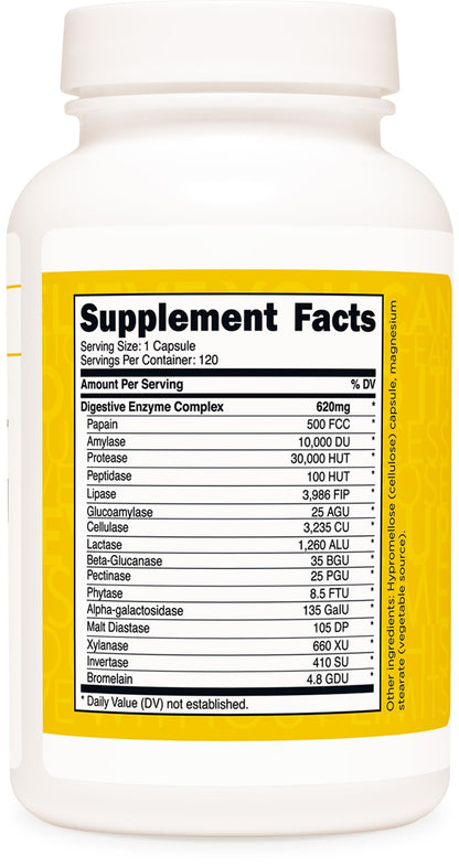 TransformHQ Digestive Enzymes Supplement (120 Capsules) - 16 Enzymes for Healthy Digestion