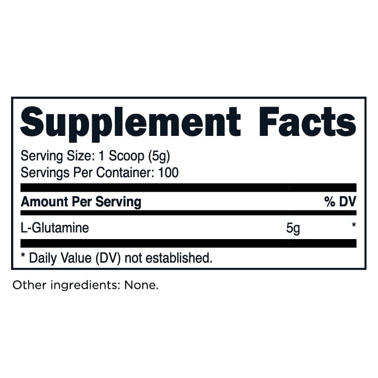 TransformHQ L-Glutamine Powder 500G | 100 Servings | Gluten Free, Non-GMO
