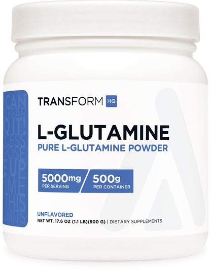 TransformHQ L-Glutamine Powder 500G | 100 Servings | Gluten Free, Non-GMO